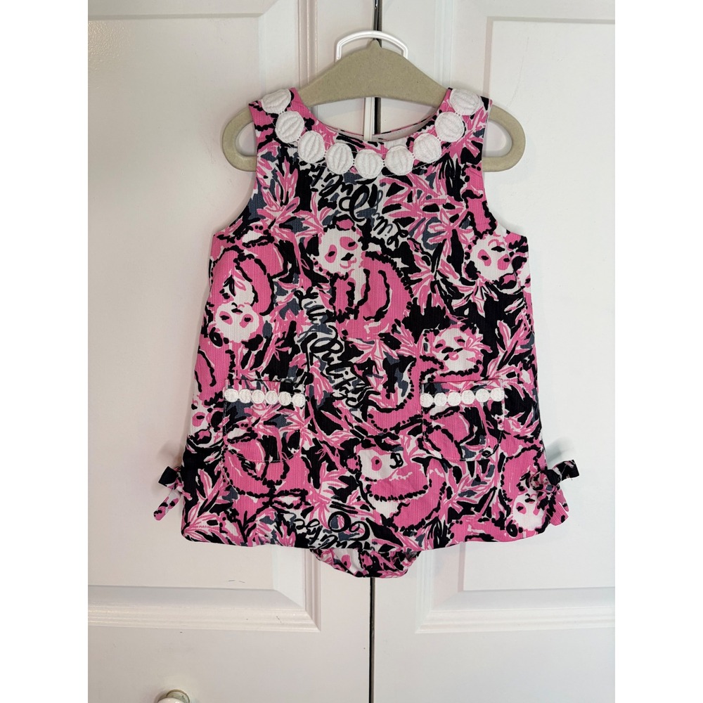 Lilly Pulitzer Baby Lilly Shift Dress Pink Panda w/ Bloomers 12-18 Months